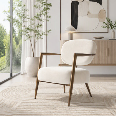Chaise d'appoint moderne avec structure en métal bronze et tissu moelleux