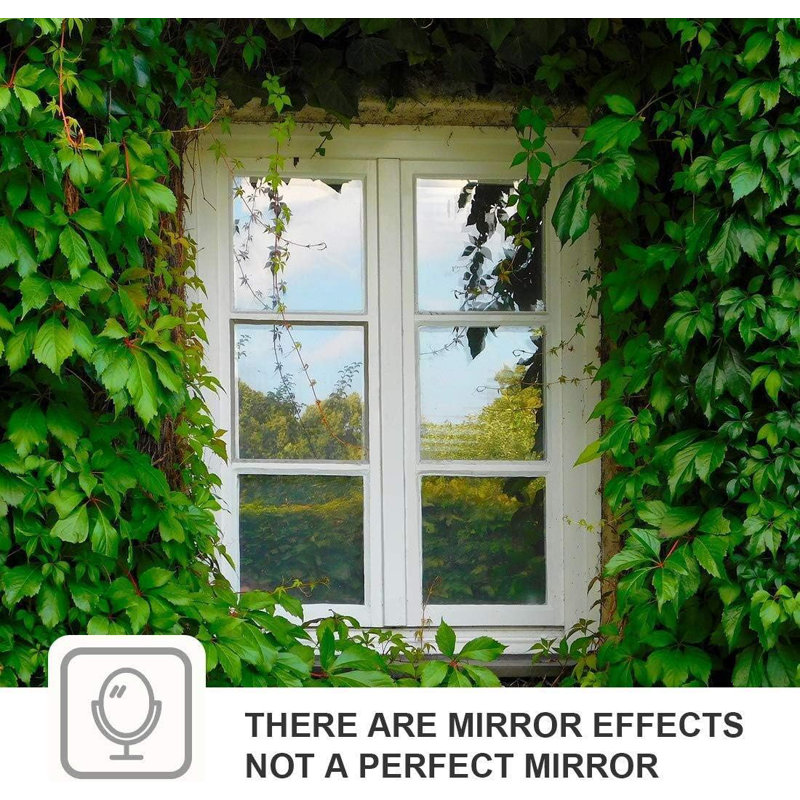 One Way Mirror Window Film For Daytime Privacy - Static Cling Non-Adhesive Decorative Tint With Heat Control & UV Protection For Home And Office