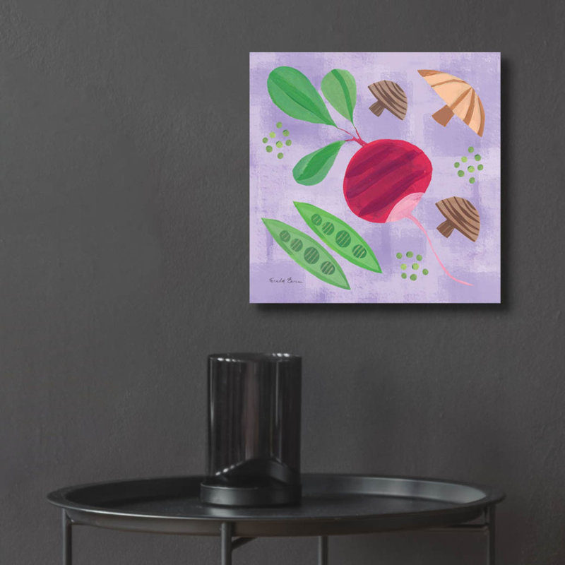 Art mural en verre épique «Veggie Time 3» par Farida Zaman, 12 po x 12 po