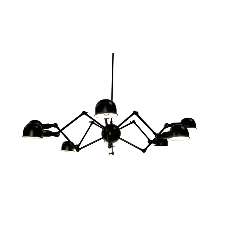 Lustre industriel noir 8 lumières avec abat-jour en aluminium