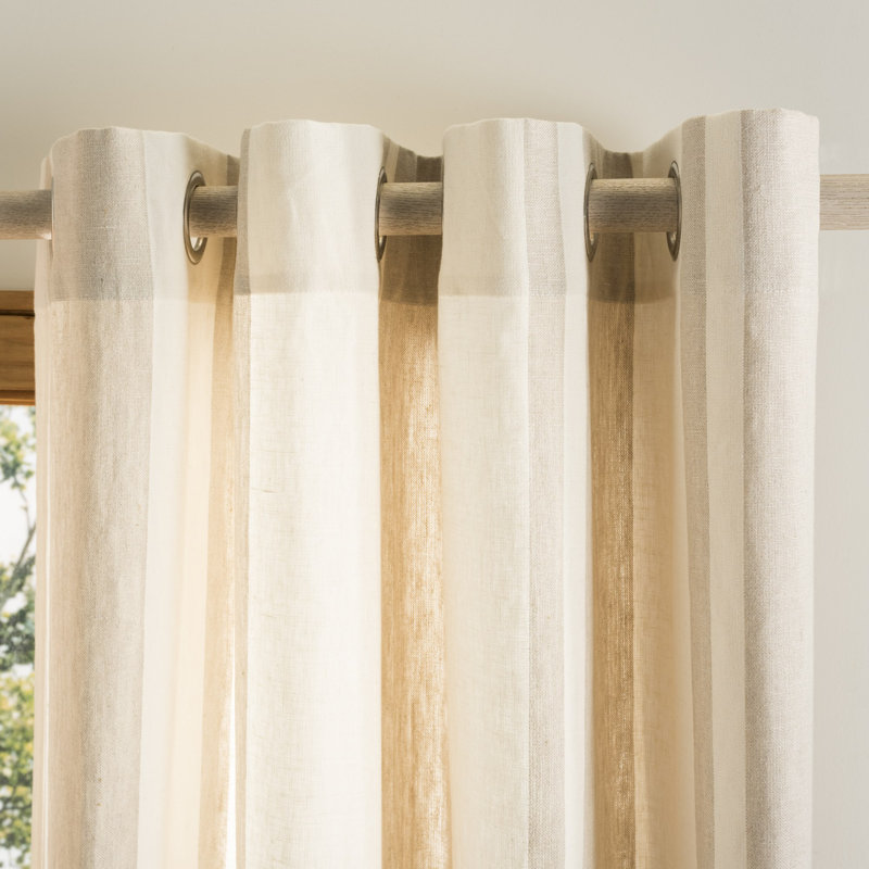 Charlotte 100% Linen Semi Sheer Curtain Single Panel, 52" W x 84" L