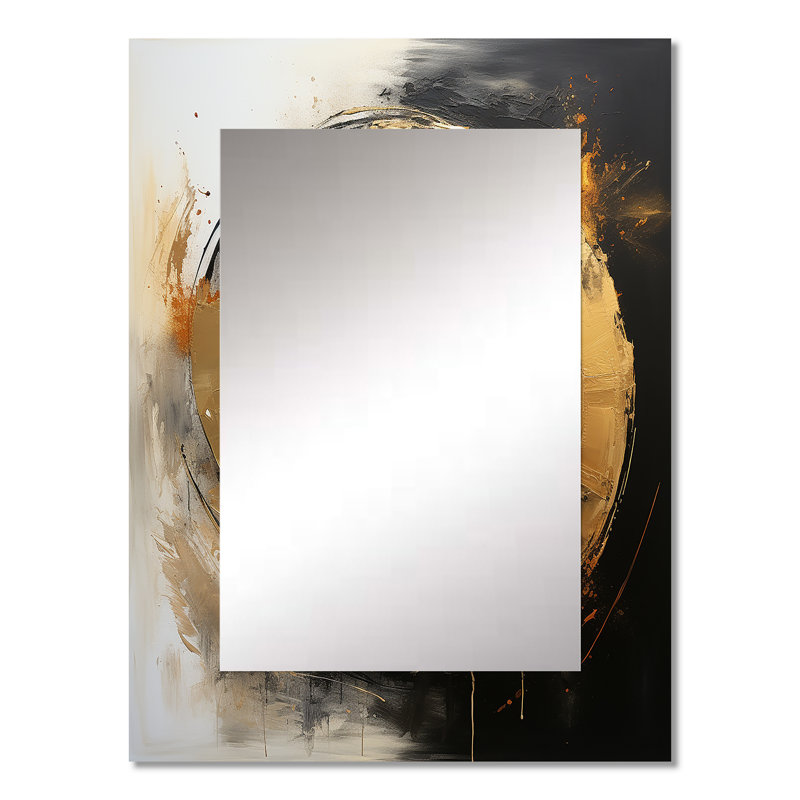 Yin Yang au-delà de la dualité abstraite or et noir - peinture abstraite, miroir mural décoratif, art moderne, 32 po x 24 po