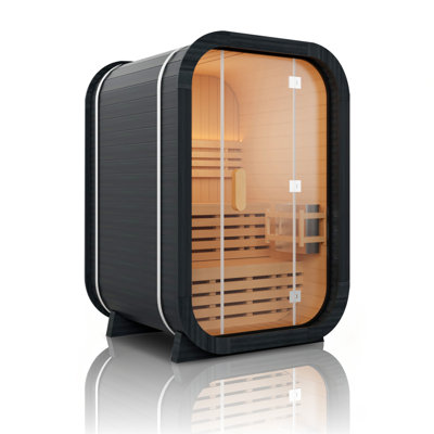DUTHSS 2 Person Outdoor Cube Sauna Canadian Cedar 220V/4.5KW Electric Stove Barrel Sauna for Home
