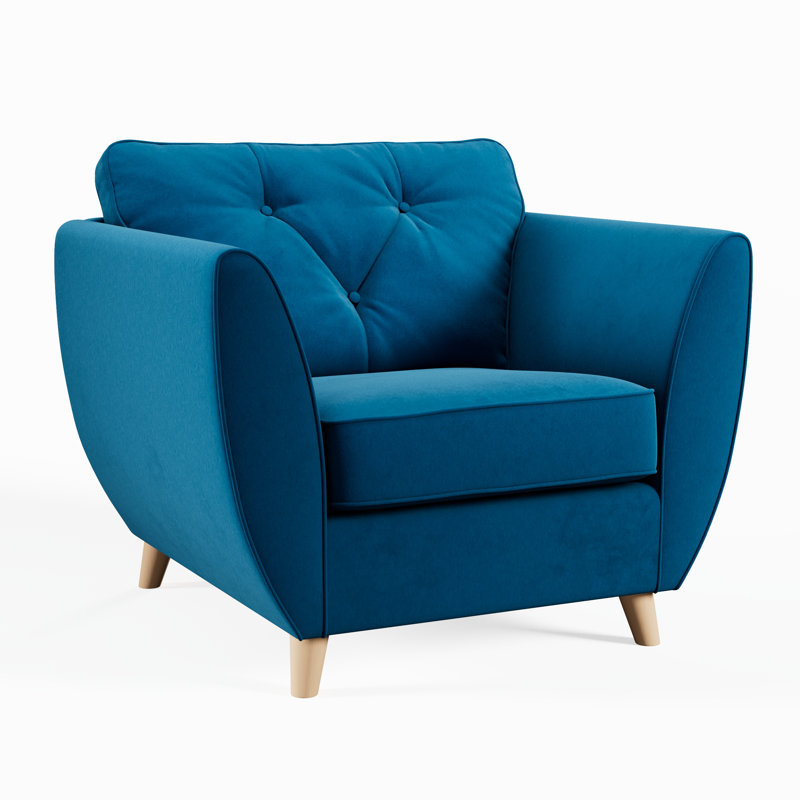 Collazo Upholstered Armchair, Marine, Beige Wood