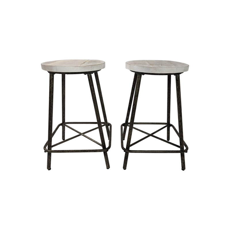 Tabouret de comptoir industriel noir sans dossier de 24 pouces avec base en métal durable