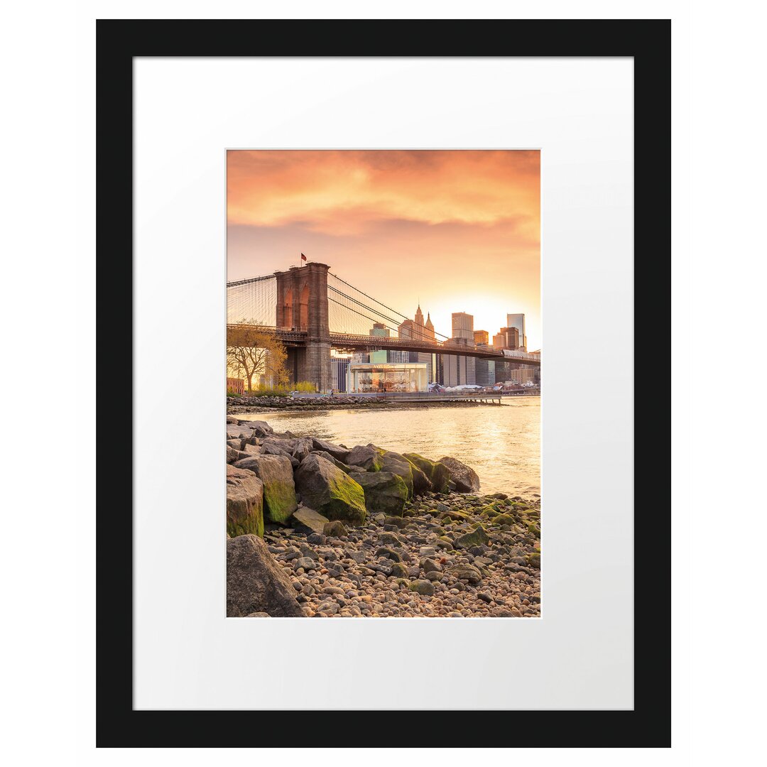 Gerahmtes Poster Brooklyn Bridge Sonnenuntergang