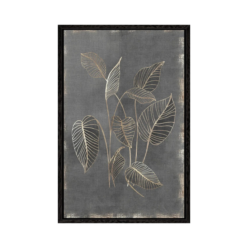 Gilded Botanical III by Eva Watts - Print on Canvas, Black Framed, 101.6cm H x 66.04cm W x 3.81cm D