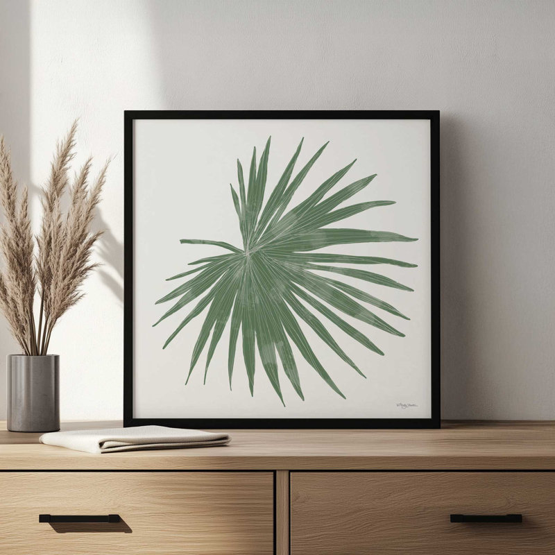 «Tropical Fan Palm» par Molly Mattin, reproduction d'art, L 30 po x H 30 po, Blanc, Impression encadrée