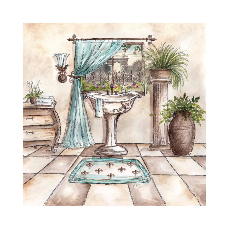 Paris Bath II by Tre Sorelle Studios - Wrapped Canvas Painting, 45.72 cm H x 45.72 cm W x 3.175 cm D