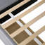 Lit plateforme simple tapissier en forme de L avec rangement et tiroirs