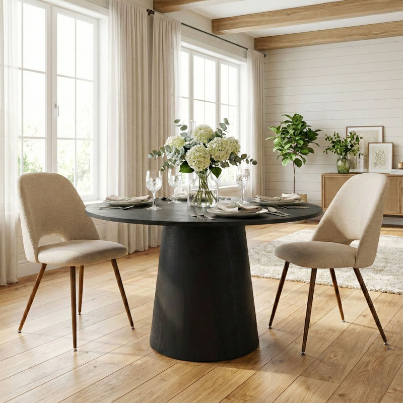 Ensemble de 2 chaises de salle à manger avec dossier ajouré beige, 2, Beige