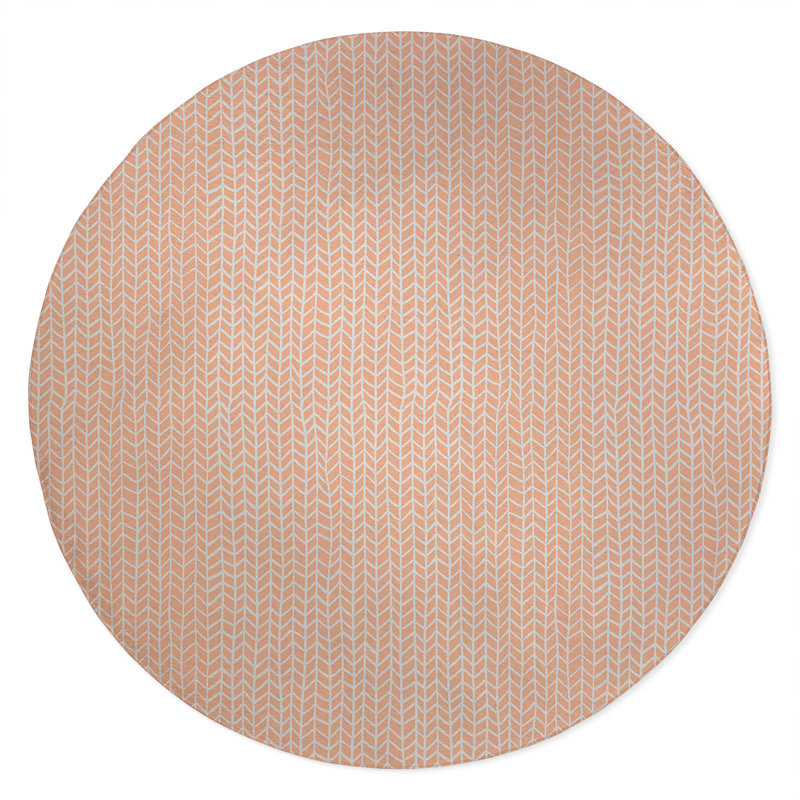 Chevron Feather Non-Slip Outdoor Rug, Round 5'