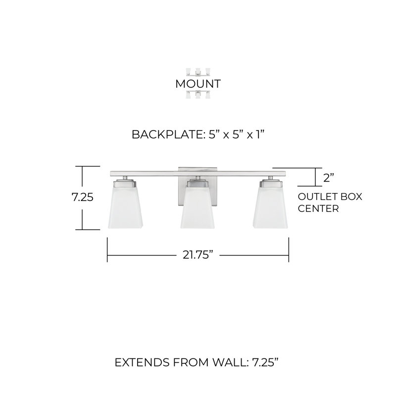 Baxley Dimmable Vanity Light, Brushed Nickel, 3