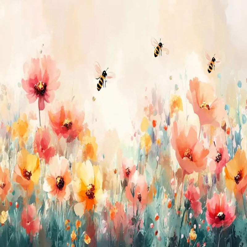 Blooming Bees In Summer Meadow, 114" L x 204" W