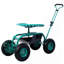 Chariot de jardin roulant avec siège pivotant à 360°, roues et plateau à outils pour le jardinage, vert (reconditionné)