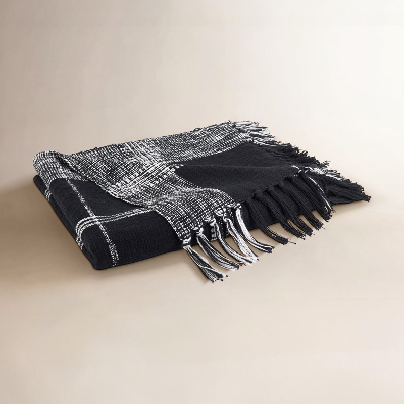 Chelse Hand Woven Throw Blanket, Black