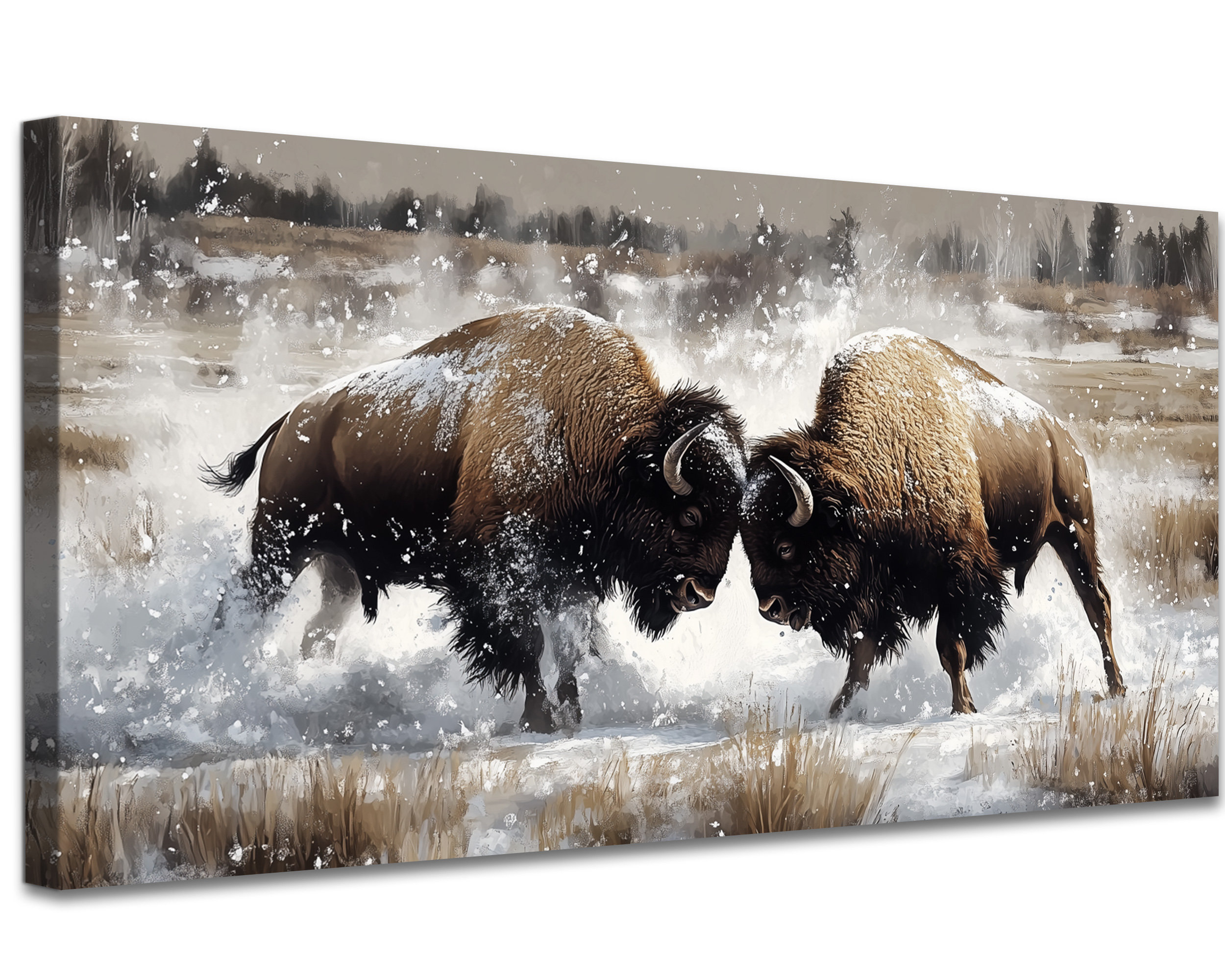 The Holiday Aisle® Winter Buffalo Wall Art - Bison Canvas Wall Art ...