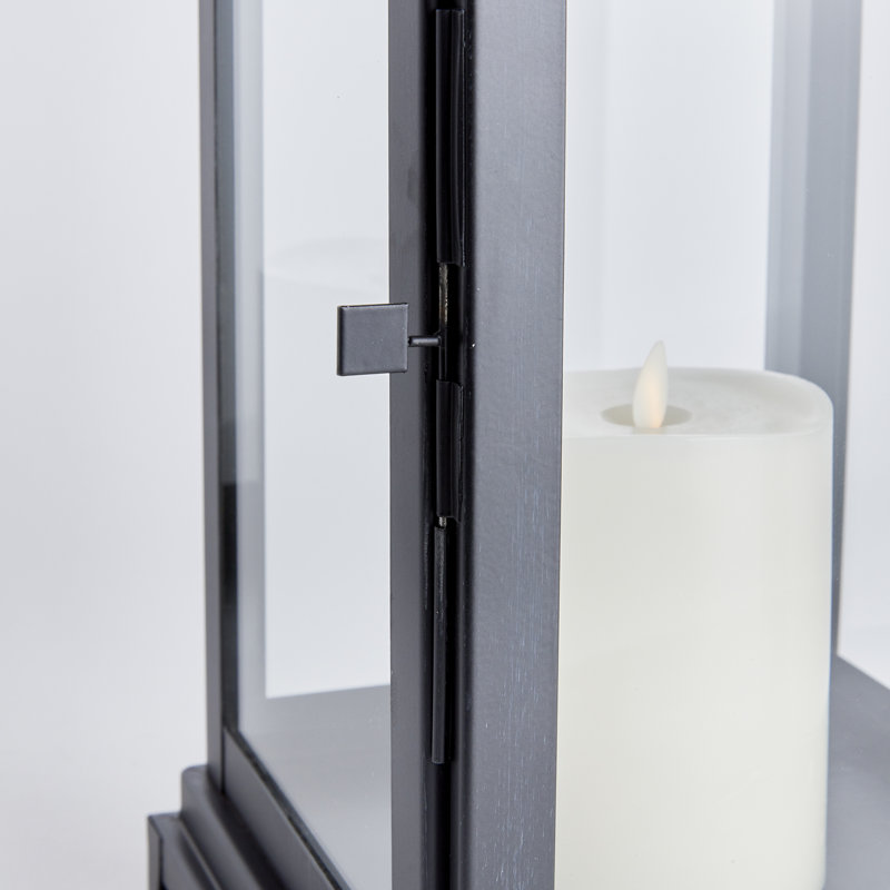 Lanterne de table en acier inoxydable, H 21 po x l 8,25 po x P 8,25 po