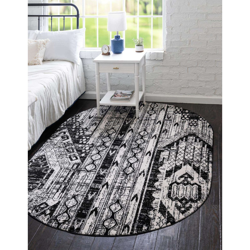 Wenden Ikat Indoor Rug, Oval 5' x 8'
