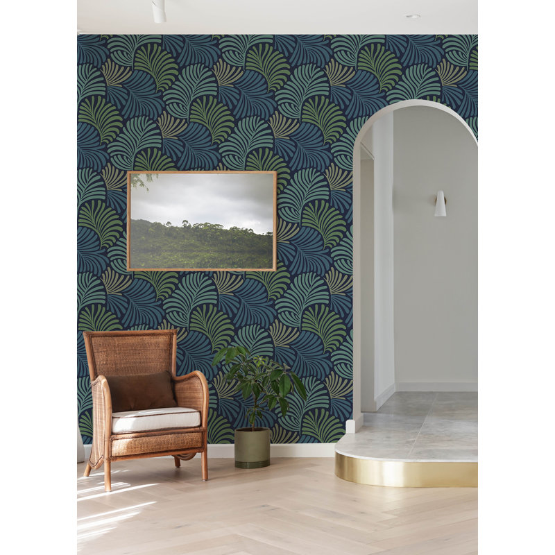 Papier peint Trousdale Fanning Flora, Bleu marine