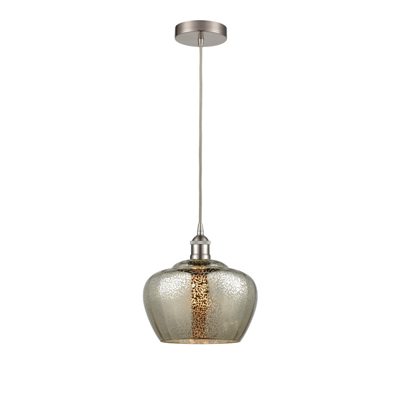 Luminaire suspendu simple à 1 lumière Noille, Nickel satiné brossé
