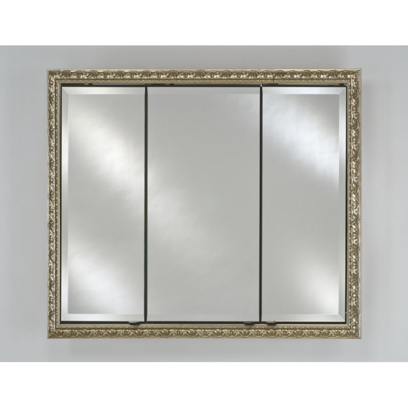 Holdrege Recessed Framed Medicine Cabinet with Mirror, 47" x 36", Tribeca Satin Silver