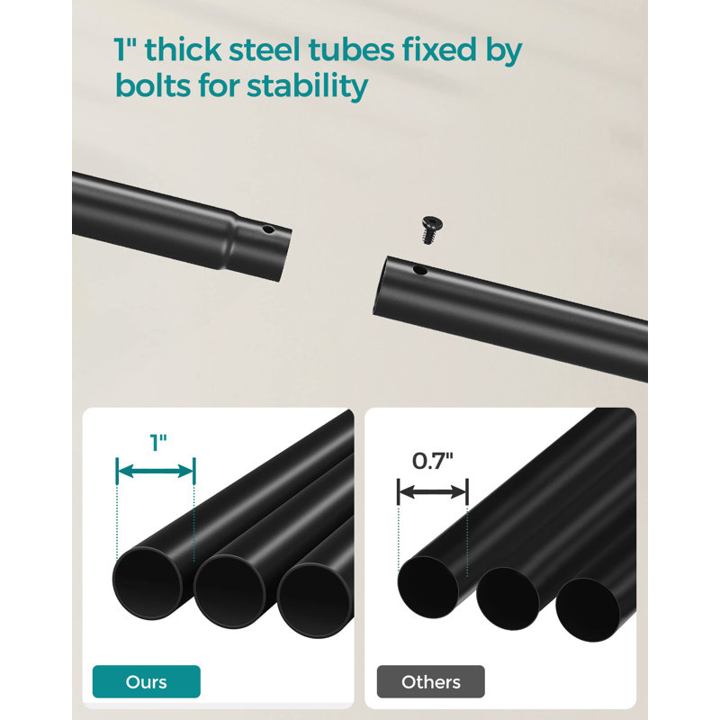 Black Alloy Steel Double Rod Portable Clothes Rack