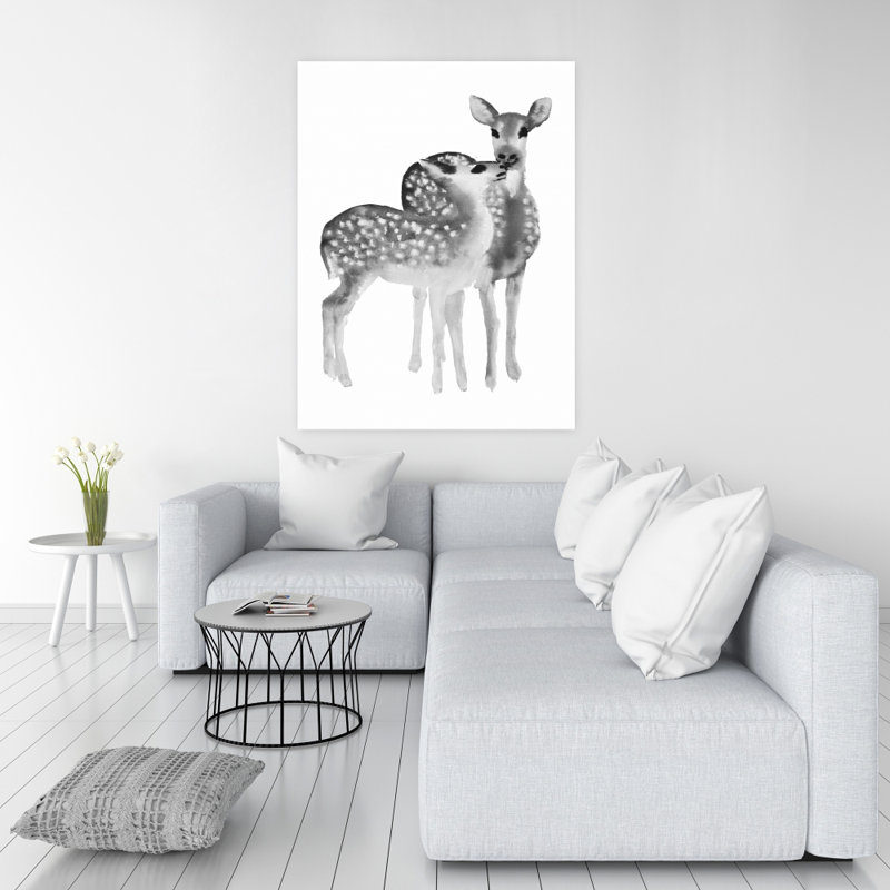 Fawns Love - Toile à motif d'animaux sauvages | Art, H 48 po x l 36 po