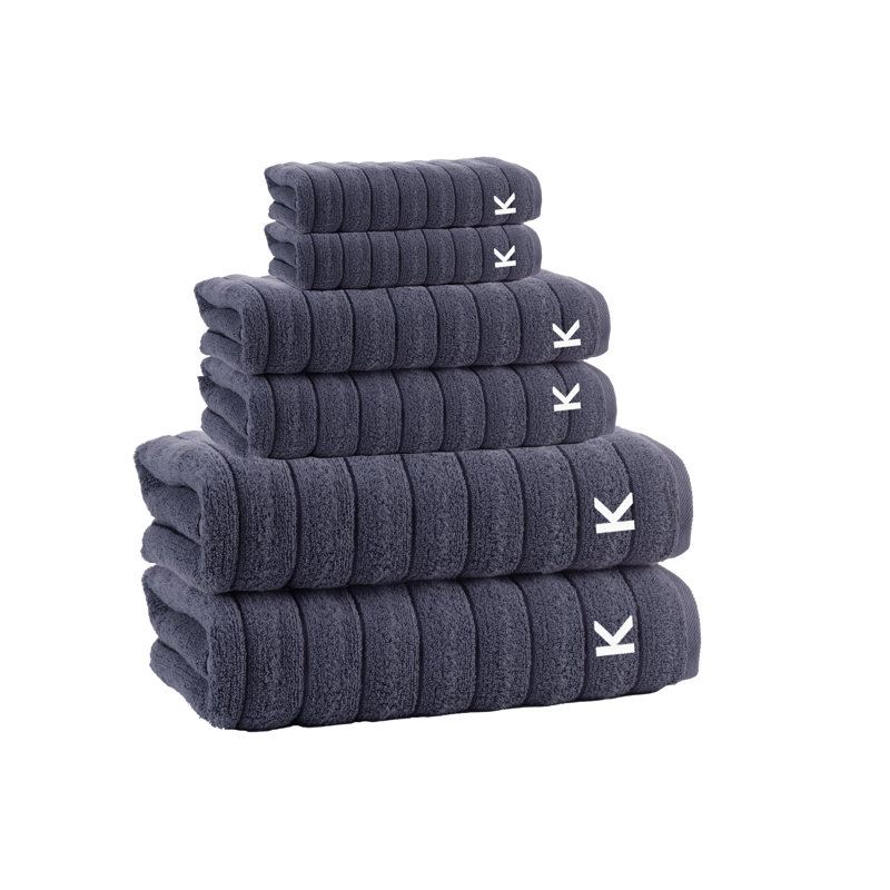  Vague 6 pcs Towel Set, Anthracite, K
