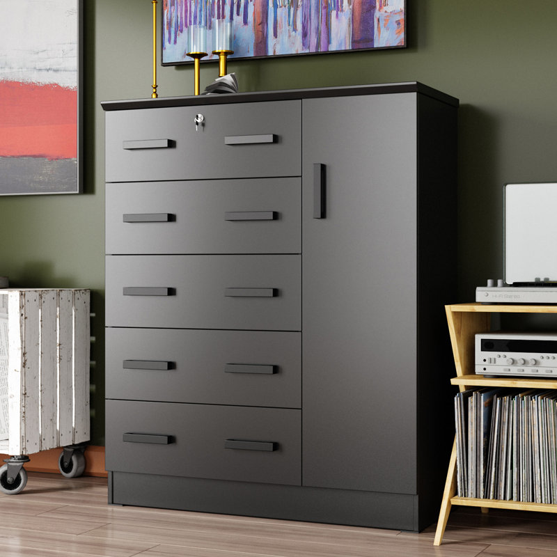 Commode combinée de 56 po de hauteur Odesser, Noir