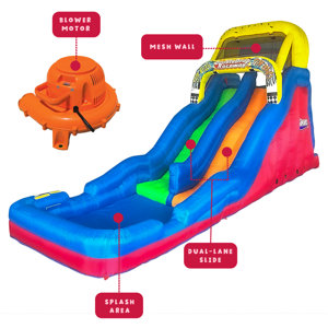 Banzai Double Drop Raceway 2 Lane Inflatable Outdoor Water Slide ...