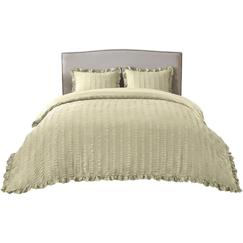Polyester Duvet Cover Set, Double Duvet Cover + 2 Standard Pillowcases, BONE