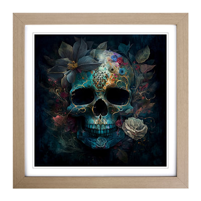 Sugar Skull Impressionism - Single Picture Frame Print on Wood