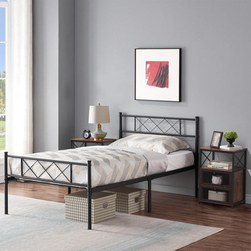 Ensemble de chambre à coucher moderne 3 pièces Kempst, Brun, Simple