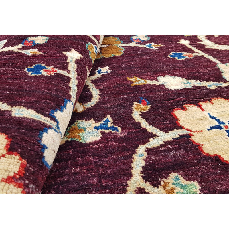 Tapis unique nouvel âge 4 pi x 6 pi en mauve / aubergine / bleu clair Lahore