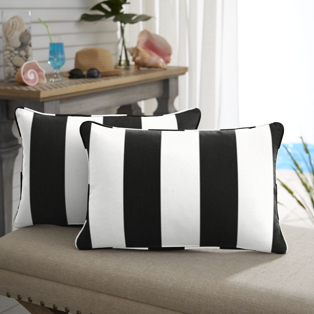 Metro Corded Cabana Classic Indoor/Outdoor Sunbrella Lumbar Pillow (Set of 2) Mozaic Company