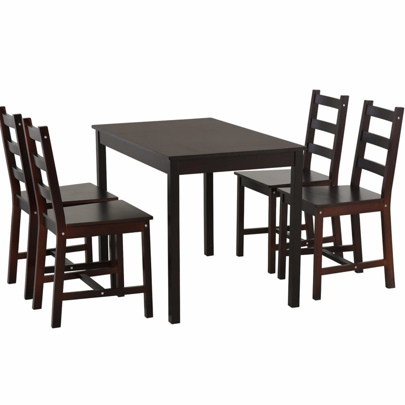 Nazworth 4 - Person Solid Wood Top Four Leg Base Dining Set