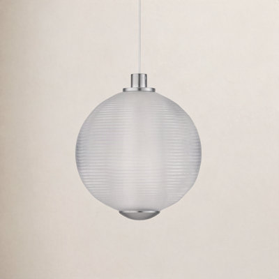 Alicano Single Light Ribbed Glass Steel Dimmable LED Pendant