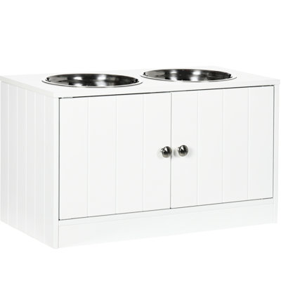 Rangement surélevé pour bol à nourriture pour chien - capacité de 44 L, 9,5 po x 2,75 po, grands bols blancs avec station surélevée pour chiens