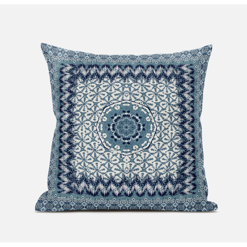 Floral Reversible Throw Pillow, Blue/White
