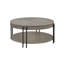 Table basse ronde contemporaine 3 pièces et 2 tables de bout avec tablette de rangement