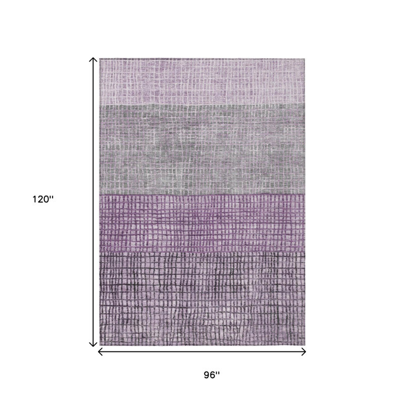 Tapis intérieur/extérieur lavable à motifs géométriques prune et gris, 2,44 m x 3,05 m