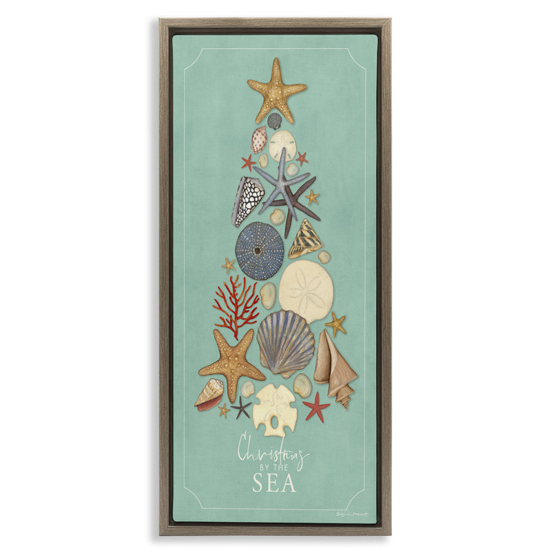 «Seashell Holiday», art mural encadré sur toile flottante par Stephanie Workman Marrott, H 25 po x l 11 po