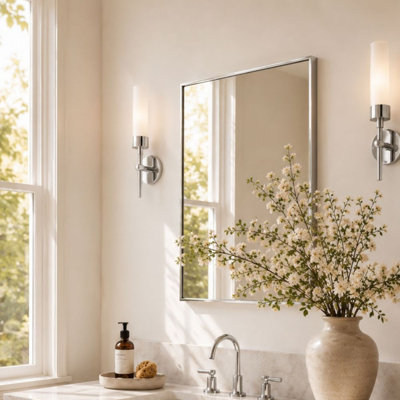 Kessie Square Bathroom Mirror, Polished Nickel Square Wall Mirror, 40x40'' Polished Nickel Square Mirror for Bathroom