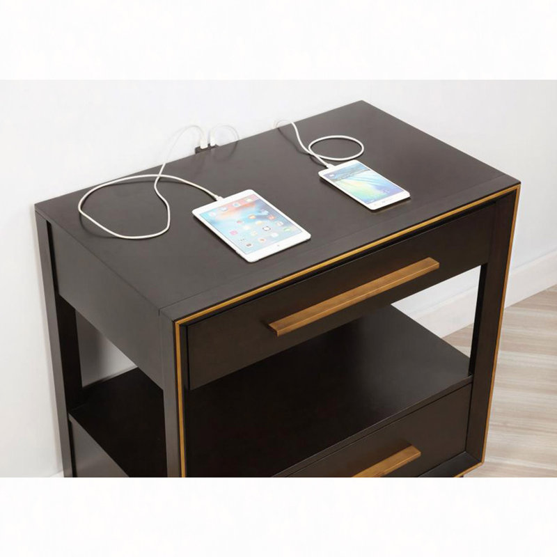 Table de chevet 2 tiroirs avec tablette