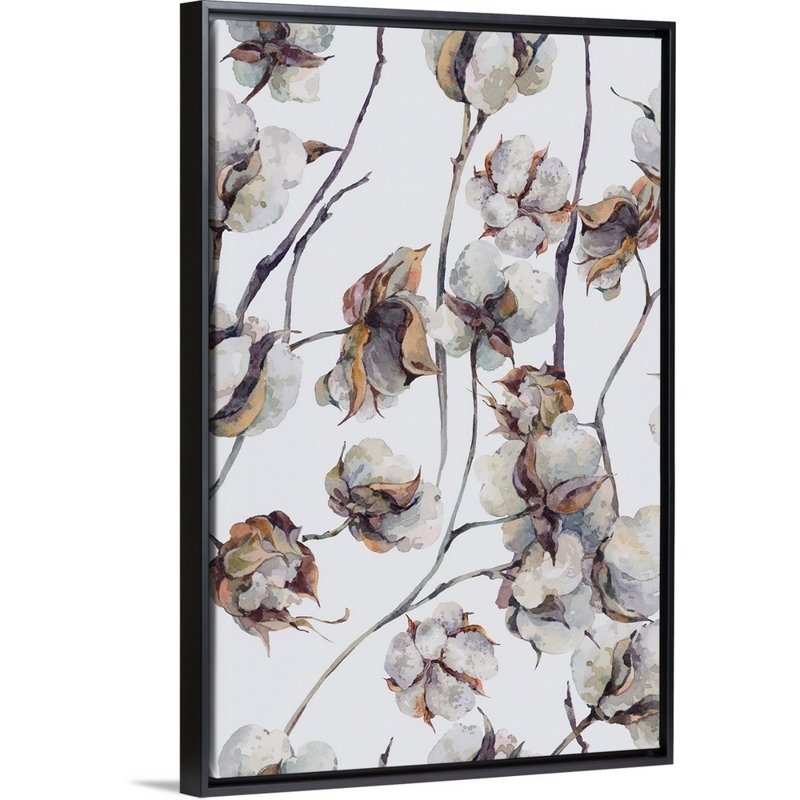 Reproduction d’art sur toile, "Cotton I" par INCADE, Cadre noir, H 32 po x l 22 po x P 1,75 po