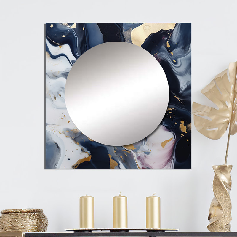 Lonara - Abstract Marble Square Mirror For Wall Art Decor, 23" x 23"