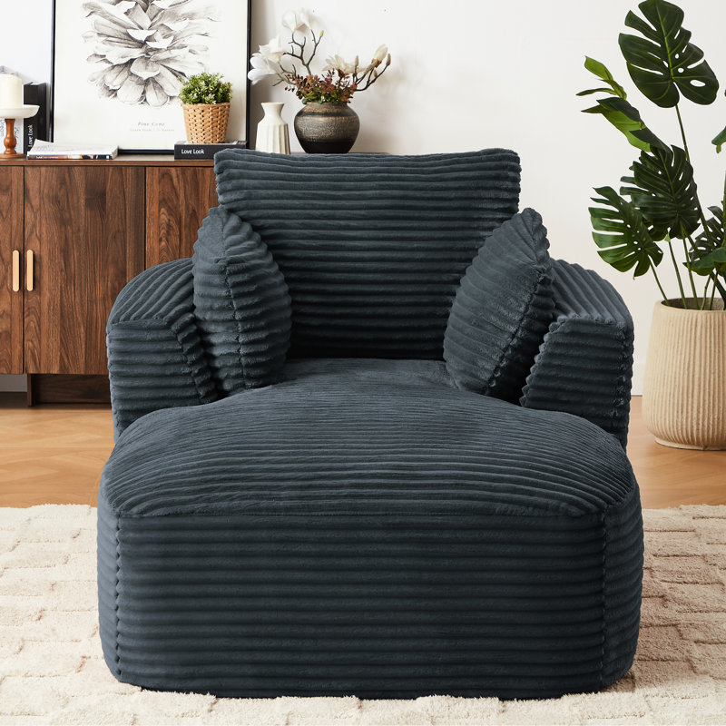 Chaise rembourrée en velours côtelé gris foncé, à ressorts - douceur améliorée, sans assemblage, assemblage, parfait pour la maison
