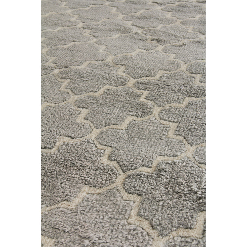 Lux Look Geometric Area Rug in Silver, Rectangle 12' x 15'