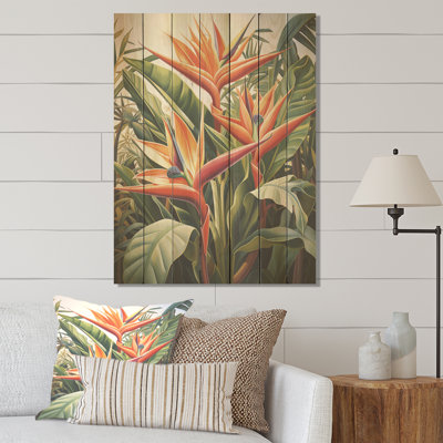 Oiseaux du paradis, fleurs tropicales I - Oiseaux du paradis sur bois